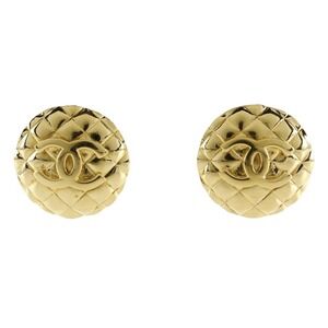 CHANEL Gold Logo Earrings